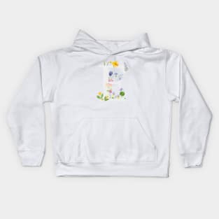 botanical monogram alphabet E wildflowers Kids Hoodie